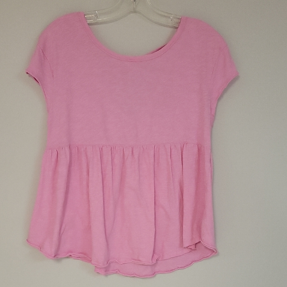 Rosy Pink Cap Sleeve Peplum Blouse